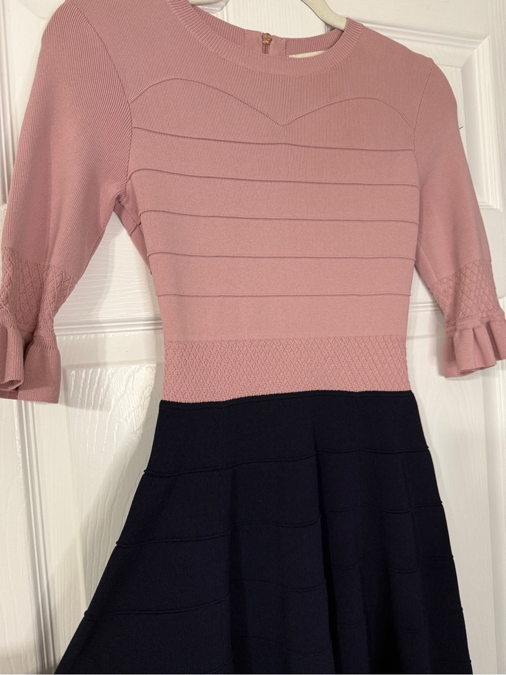Ted Baker Dyana Skater Dress In Pink And Navy - Picture 6 of 8